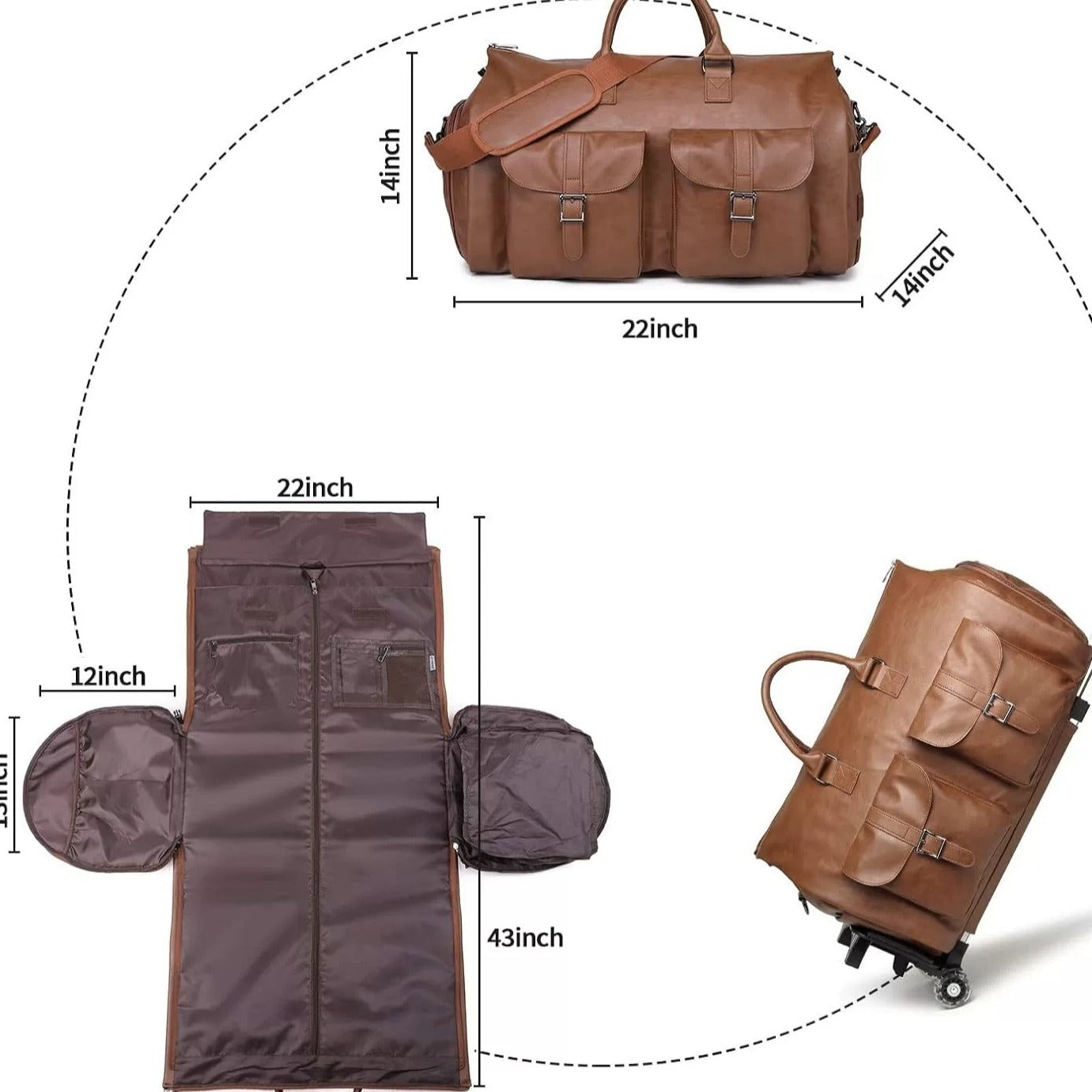 Travel Suit Bag Clothing Storage Bag With Wheels Portable Fashion With Shoes Compartment Removable Trolley Storage Bag